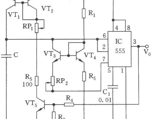 555实现多谐振荡器电路图，可调的555多谐振荡器电路图