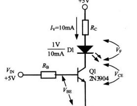 发光二极管电压显示电路，三极管作为开关控制发光二极管仿真分析(一)