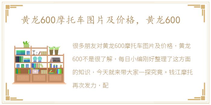 黄龙600摩托车图片及价格，黄龙600