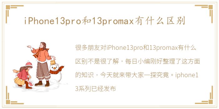 iPhone13pro和13promax有什么区别