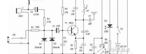 无线发射电路图，简单9018无线发射电路详解