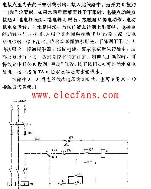 用电接点压力表做水位控制电路图讲解，用电接点压力表做水位控制电路图