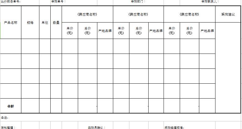 采购比价单模板(三方比价表模板)软件介绍，采购比价单模板(三方比价表模板)