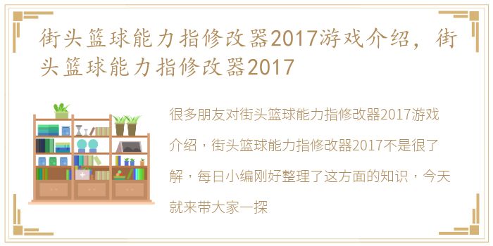 街头篮球能力指修改器2017游戏介绍，街头篮球能力指修改器2017