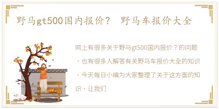 野马gt500国内报价？ 野马车报价大全