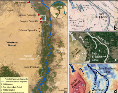 考古学家称大多数埃及金字塔都建在尼罗河一条早已消失的支流沿岸